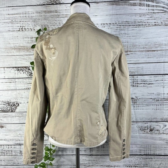 Allen Schwartz ABS Jacket sz Small Gold Sparkle Linen Fringe Boho Wedding Career - Picture 15 of 16